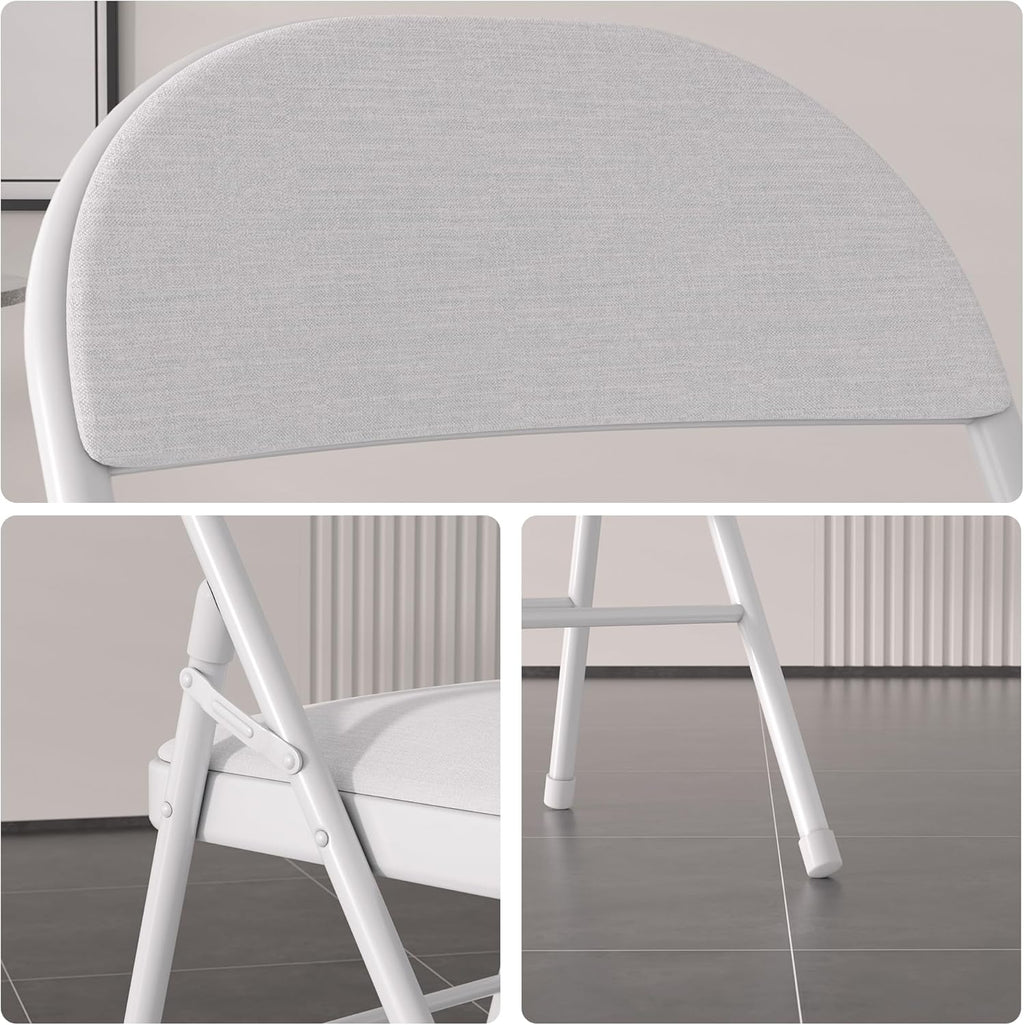 VECELO 5 Piece Folding Card Table Square and Chairs Set, Collapsible Legs & Portable for Indoor/Outdoor, Picnic, Grey & Light Grey