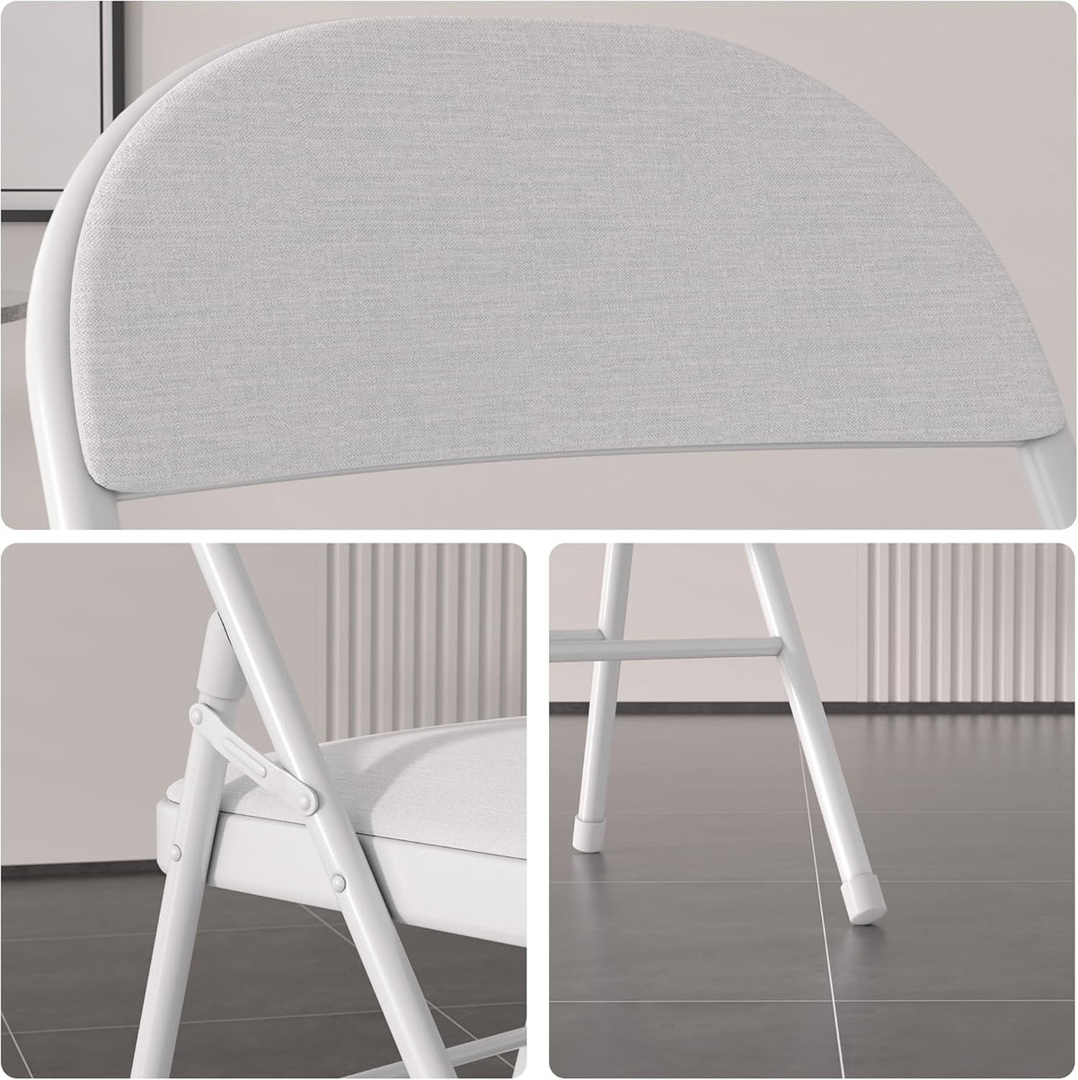 VECELO 5 Piece Folding Card Table Square and Chairs Set, Collapsible Legs & Portable for Indoor/Outdoor, Picnic, Grey & Light Grey