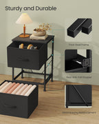 SONGMICS BELLAH Collection - Night Stand with 2 Drawers, Bedside Table, Side End Table, Nightstand for Bedroom, Modern, Ink Black and Ebony Black ULGS312B01S