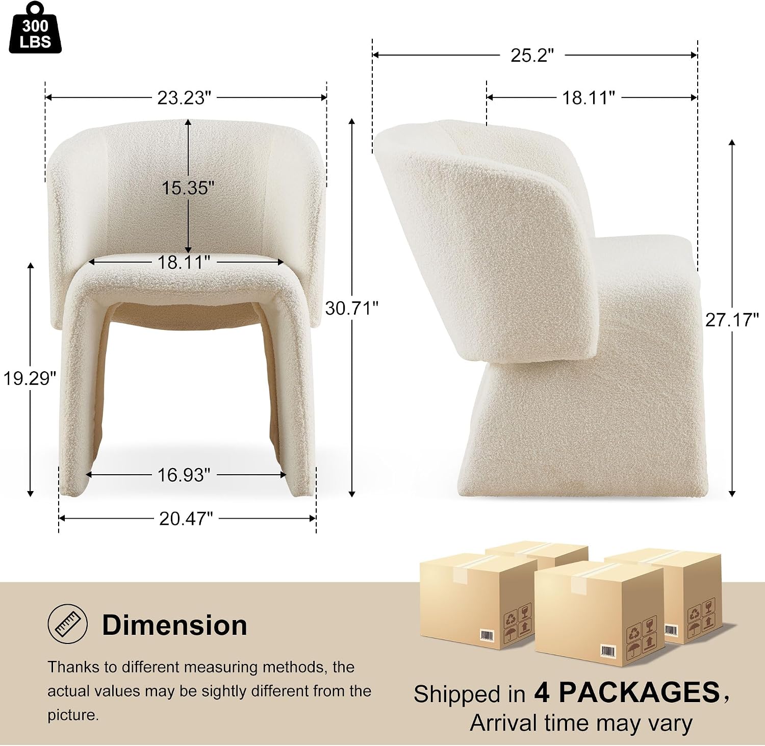 Homedot Dining Chair Upholstered Set of 4,Stylish Accent Barrel Side Chairs Cozy Sofa Chairs Teddy Velvet Comfortable Armchairs for Bedroom Reading Room Waiting Room Kitchen Dining Room
