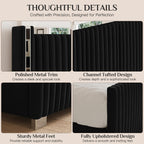 Belffin Queen Size Bed Frame with 59'' Tall Headboard, Velvet Bed, Black