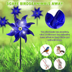 10 PCS Reflective Pinwheels for Yard and Garden Bird Devices Pre-Installed Sparkly Wind Spinner Deterrent to Scare Birds Away from Yard Patio Farm (Blue)