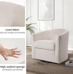 Swivel Accent Chair, Upholstered Velvet Barrel Armchair, Modern Round Single Sofa Seating Comfy Reading Corner Chairs for Living Room Bedroom, Fully Assembled (Velvet Ivory, Set of 2)