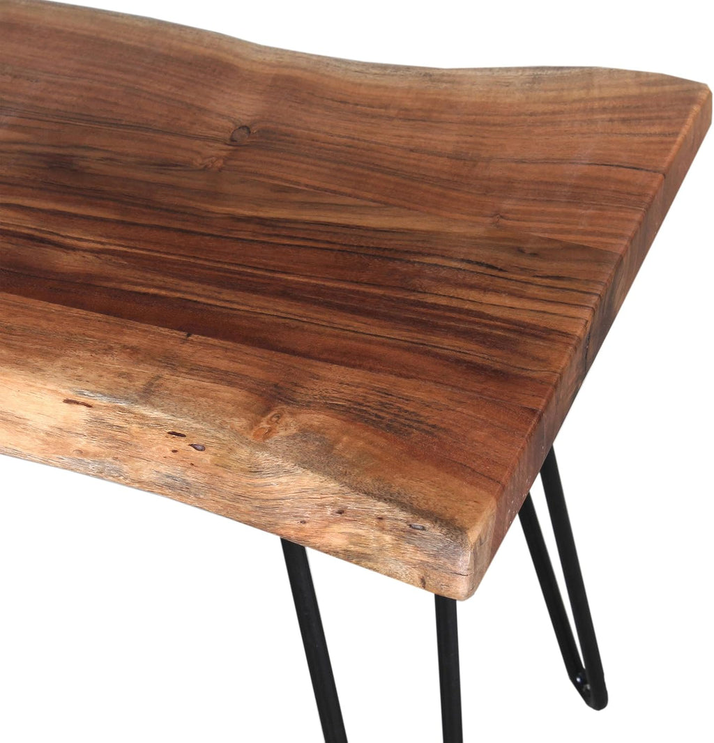 Alaterre Furniture Live Edge Wood Bench with Hairpin Metal Legs - Industrial Modern Entryway Bench with Minimalist Design - Furniture for Entryway, Dining Room, Kitchen, or Bedroom (36 Inch)