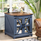 Joaxswe Farmhouse Coffee Table Set 3, End Table and Coffee Table | Blue 24'' Side Table with Charger and Coffee Table with Hidden Storage Organizer, Center Table Set for Living Room,Office