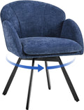 Yaheetech Swivel Accent Chair, Vanity Chair no Wheels, Blue | Chenille Desk Chair with 360-Degree Swivel Base and Seat Cushion for Living Room/Bedroom/Home Office/Makeup/Small Spaces