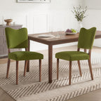 KISLOT Upholstered Dining Chairs Set of 4, Modern Velvet Kitchen Chairs with Solid Wood Legs, High Back Wooden Dining Room Chairs with Dark Walnut Color Legs for Farmhouse Kitchen Dining Room, Green
