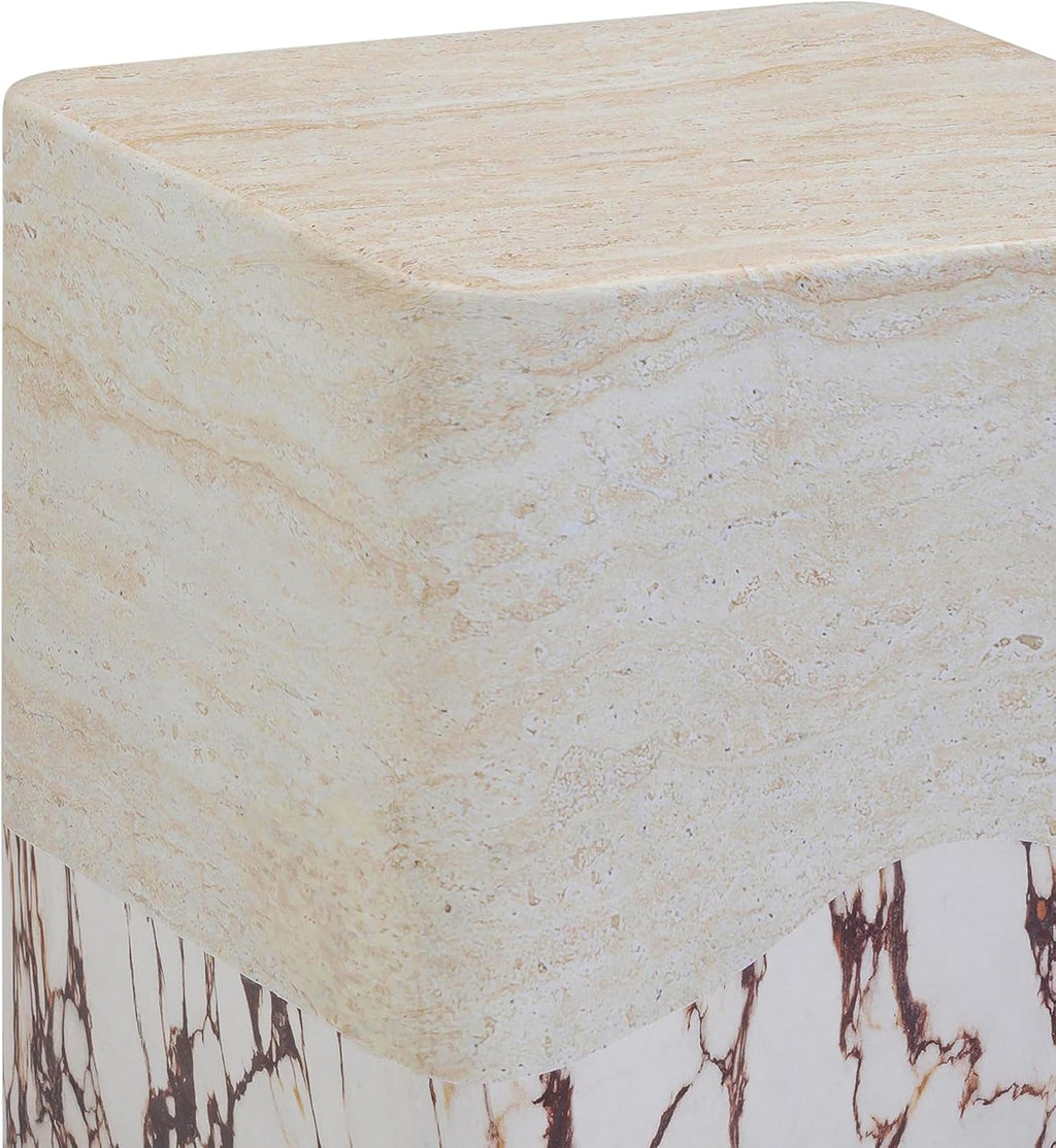 First of a Kind Side Table in Breccia,Travertine Concrete