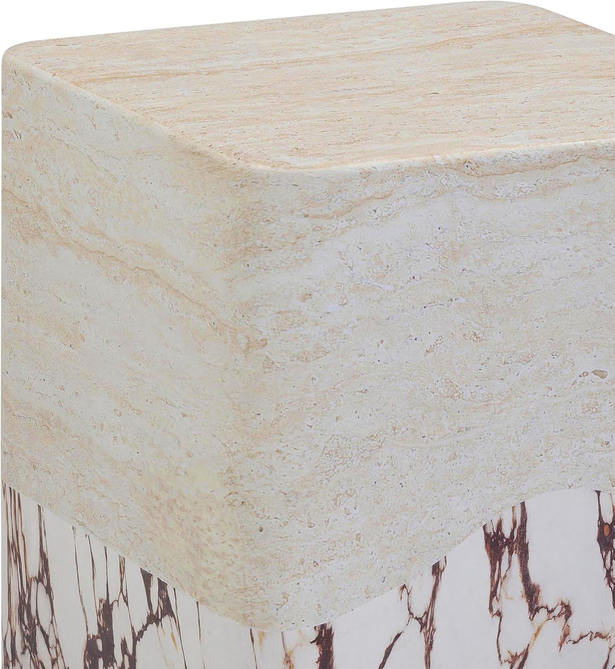 First of a Kind Side Table in Breccia,Travertine Concrete