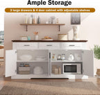 Modern Freestanding Storage Cabinet with Drawers Shelves and Countertop, Buffet Sideboard for Kitchen Living Room Entryway Office Coffee Bar (White-3 Drawer)