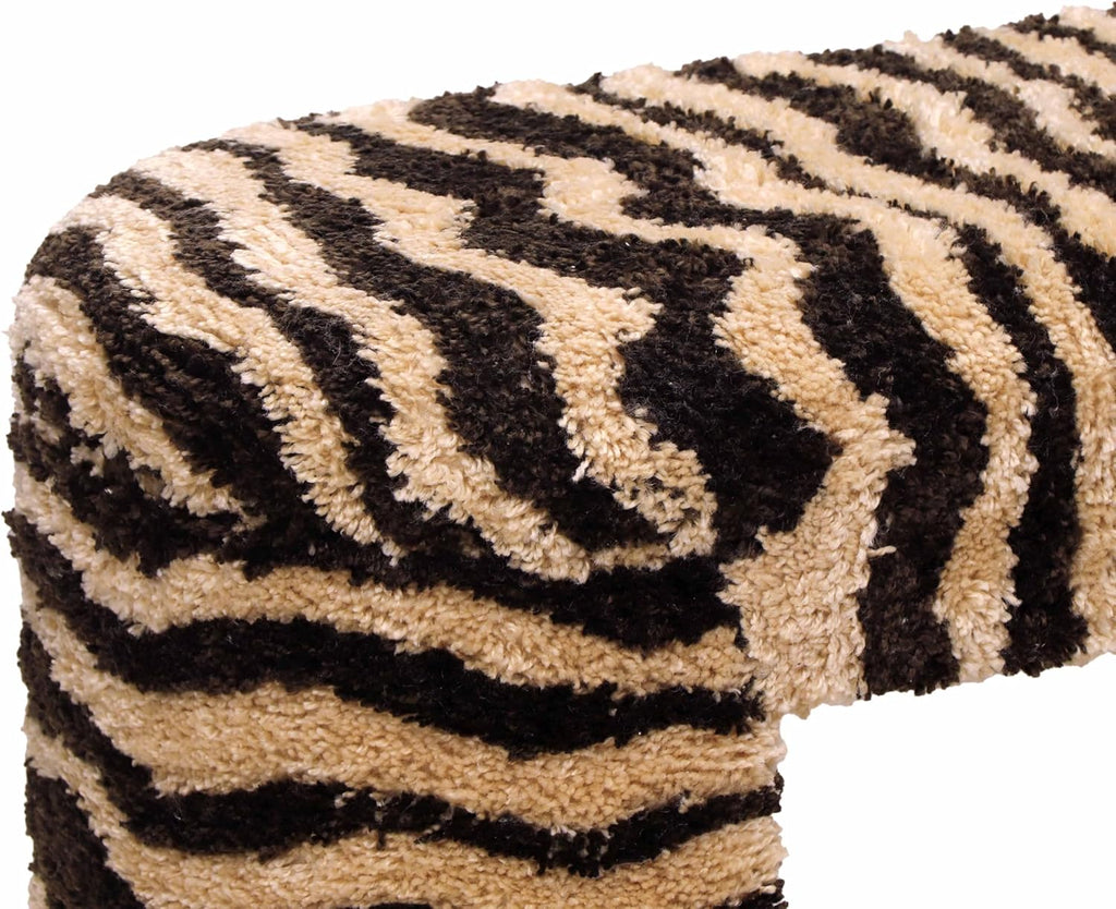 Tov Furniture Zebra Brown Striped Tufted Bench