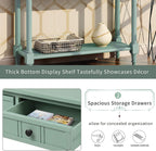 Knocbel Antique Entry Console Table with Drawers & Bottom Open Shelf, Wood Sofa Tables for Entryway Hallway Living Room, 35.43" W x 13.8" D x 30.25" H, Retro Blue