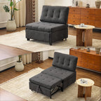 VINGLI Convertible Sofa Bed Tufted Teddy Fleece Sleeper Chair Bed Couch Armless Living Room Chairs with Adjustable Backrest Pull Out Couch Bed for Small Spaces
