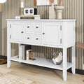 P PURLOVE Console Table Buffet Sideboard Sofa Table with Drawers Cabinets and Bottom Shelf (White)