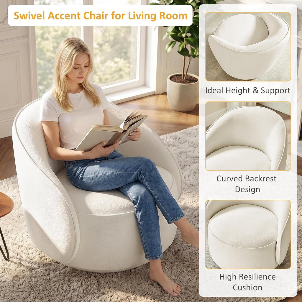 Swivel Accent Chairs Set of 2, 360° Comfy Barrel Swivel Club Armchair, Modern Reading Chair for Living Room, Bedroom, Office, Balcony, Entryway