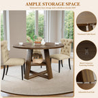 Sannwsg 43 Inch Round Dining Table for 4, Circle Kitchen Tables with Wooden Pedestal Base, Round Kitchen Table for Dining Room, Kitchens, Living Room