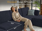 Oversized Modular Sectional Sofa U-Shaped Cloud Couches Blue | 9 Seater Large Deep Seat Couch Luxury Sectional Couches for Living Room, Solid Wood Frame, Removable Washable Cover