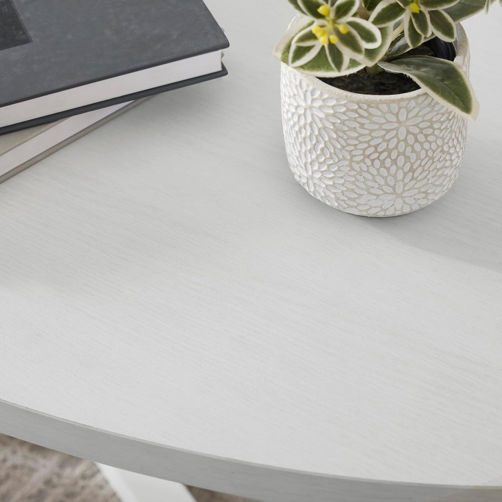 Coffee Table Set 3-Piece Oval Wood Modern | Modern 3-piece set includes oval coffee table and two round end tables. Durable MDF tops with solid rubberwood legs for