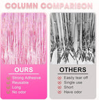4 Pack 3.3x8.2 Feet Laser Pink Foil Fringe Backdrop Curtains, Tinsel Streamers Birthday Party Decorations, Fringe Backdrop for Graduation, Baby Shower, Gender Reveal, Disco Party