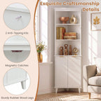 COSTWAY 68" Tall Corner Cabinet with Fluted Doors