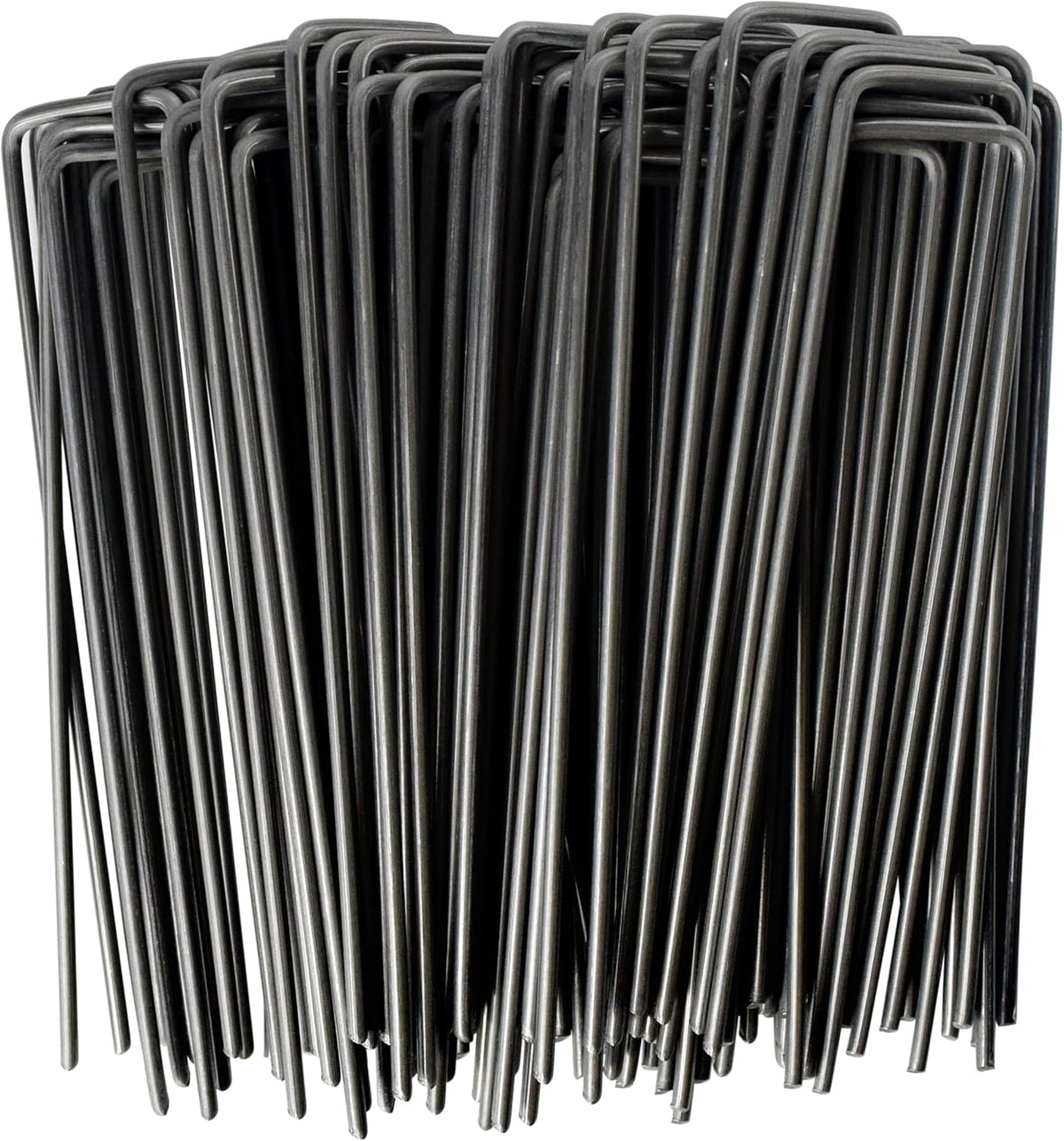 MySit 6" Garden Staples Landscape Stakes Ground Pins 200 Pack, Lawn Staples Weed Fabric Staple, Heavy Duty 11-Gauge(3.0mm) Steel Sod Anchor Securing Pegs for Securing Fabric