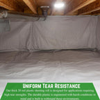 Farm Plastic Supply Crawl Space Vapor Barrier, 20 mil - Thick Plastic Sheeting, Drop Cloth Moisture Barrier for Crawl Space Encapsulation, Heavy Duty Polyethylene, Black & White Panda Film (6' x 75')