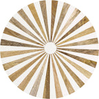 JONATHAN Y Calix 23.5" Round Sunburst Pedestal Drink Table, Light Brown | Modern Art Deco Style, Glossy Gold Metal Candlestick Leg, Ideal For Small Spaces, Living Room Or Bedroom, Spill-Proof Top