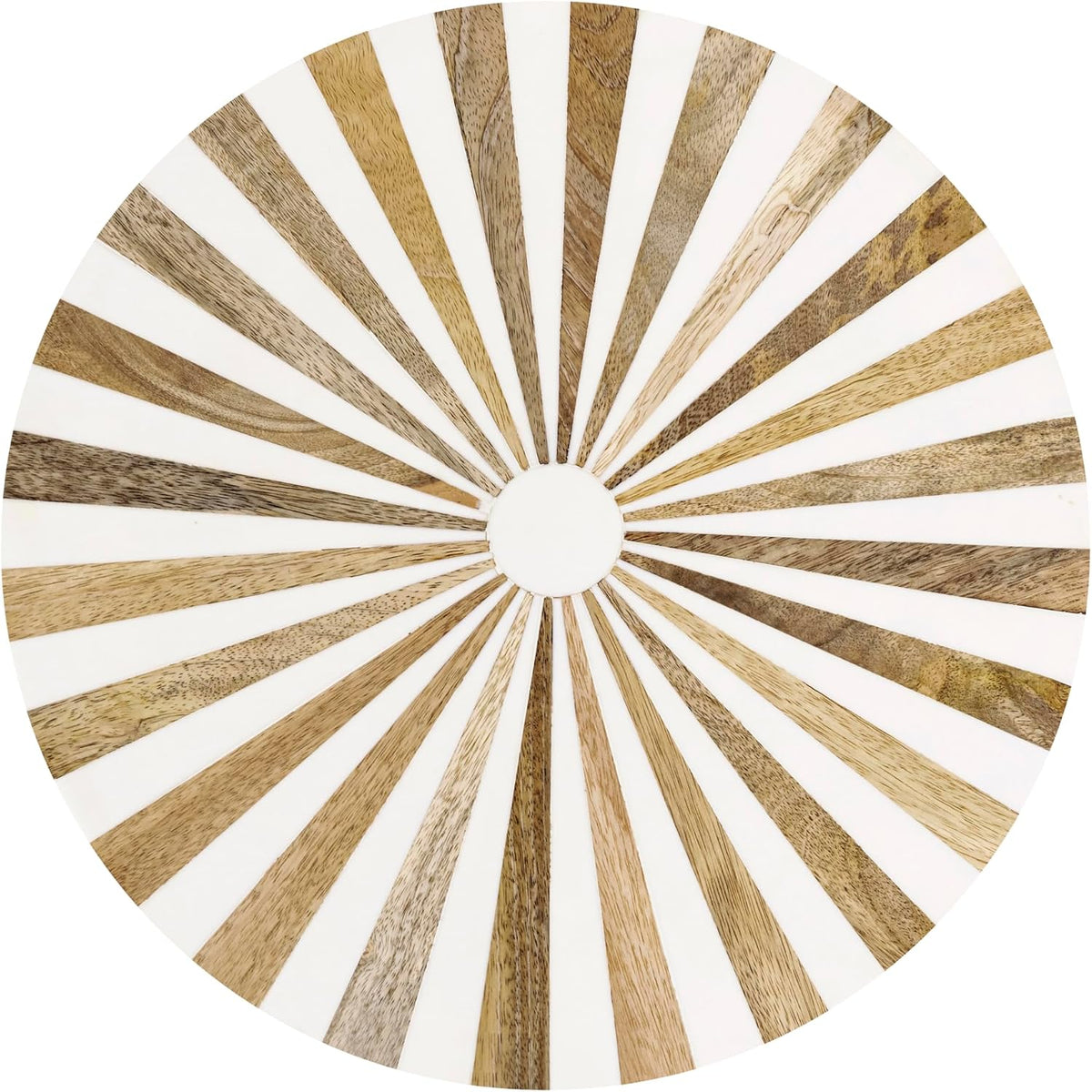 JONATHAN Y Calix 23.5" Round Sunburst Pedestal Drink Table, Light Brown | Modern Art Deco Style, Glossy Gold Metal Candlestick Leg, Ideal For Small Spaces, Living Room Or Bedroom, Spill-Proof Top