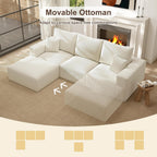 2 Square Cloud Footstool for Living Room, No Assembly Modular Corduroy Convertible Seat, Modern Style Sofa Accessory for Lounge or Bedroom