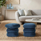 Get Set Style Ottoman, 360° Swivel Vanity Chair, Modern Geometric Ottoman, Foot Stool, Accent Vanity Stool, Lounge Footrest for Small Space, Living Room, Bedroom, or Entryway (Midnight Blue)