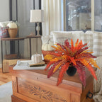 Hollyone Fake Boston Fern in Pot Fall Faux Fern Medium Potted Plant Medium Autumn Decor Plants Outdoor Indoor Autumn Boston Ferns Artificial Plants for Patio Garden Farmhouse Fall Decorations for Home