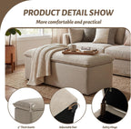 Ya-Home Modern Storage Bench, Upholstered Storage Ottoman Chenille Fabric with Seating Entryway Bench for Bedroom Living Room, Oatmeal