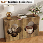 Tohomeor Farmhouse Console Table, 2-Tier Entryway Table with Storage, Behind Couch Table Wood Narrow Console Tables for Living Room, Foyer, Hallway, Entry, Retro Brown