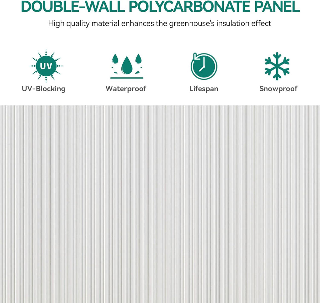 YITAHOME 6x6FT Polycarbonate Greenhouse Heavy Duty Green Houses Outdoor Greenhouses Aluminum Sliding Doors Vent Window Large Sun House for Garden Backyard, Silver