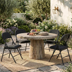 6 Pack Black Folding Chairs with Fabric Padded Cushion and Back | Comfortable Dining Chair Set with Metal Frame Indoor Outdoor Seat for Parties Home Office Events Wedding Extra Guest Seating