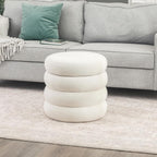 Asense Round Storage Ottoman,Footstool with Removable Lid, Vanity Stool, Modern Upholstered Footrest for Bedroom Living Room Entryway