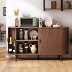 ONBRILL 55" Sideboard Buffet Cabinet with Storage, Sliding Door & Adjustable Shelf, Modern Accent Coffee Bar Console Table for Kitchen, Entryway, Walnut