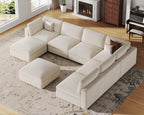 VANOMi Sectional Modular Sofa,Large U Shape Sectional Couch,Chenille,Beige | Washable,Removable Cover,Modern,Comfortable