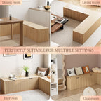 L Shaped Corner Dining Bench – Backless Breakfast Nook Bench with Hidden Storage, Space-Saving Kitchen Nook Bench for Dining Room, Entryway, or Apartment Use
