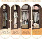 LUXOAK 70" Large Farmhouse Wardrobe Closet with Hanging Rod & Barn Doors | Wooden Bedroom Armoires with Shelf, Organized Wardrobe Cabinet for Clothing, Anti-Tip Kit, Tall Closet, Espresso