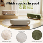 Hyfirm 54" End of Bed Bench, Upholstered Bedroom Ottoman Bench with Solid Wood Round Legs, Modern Oval Bench for Queen & King Beds, Entryway, Living Room, Hallway, Beige Linen Seat