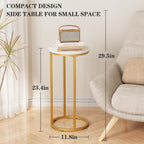 C Shaped End Table, Couch Side Tables for Living Room, Round Sofa End Table with Metal Frame, Small Wooden Snack Table for Bedroom, Small Spaces, Easy Assembly (Gold,2pcs)