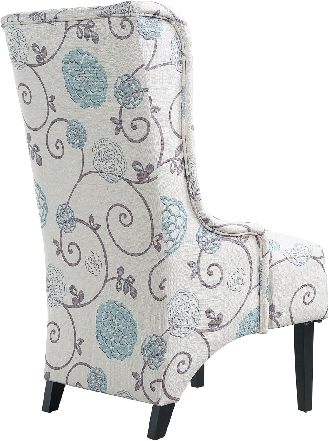 Christopher Knight Home Micua Luxury Upholstered Dining Chair with Floral Fabric Accent, Dining Room Chair with High Wingback, Comfy Living Room Chair and Birch Wood Legs, Extra Seating, Beige + Black