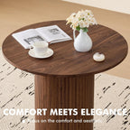 35.5" Round Dining Table for 2, Modern Small Pedestal Kitchen Table, Space Saving, for Apartment Dining Living Room