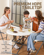 FanttikOutdoor Folding Table Round 32" Quick Adjust 4 Heights Party, Patio | One-Handed Adjustable Tall Bistro Foldable Bar Height Table, Cocktail, Backyard, Dining, Wedding, White Zeta O3 Pro