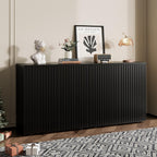 Rophefx Fluted Sideboard Cabinet, Buffet Cabinet with Storage, Credenza Storage Cabinets with Adjustable Shelf, Wood Entryway Cabinets with Pop-up Doors for Living Room, Entryway, Hallway, Black