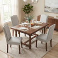 Upholstered Dining Chair Set of 4, Farmhouse Fabric Kitchen Chair | Modern, Padded Seat, Solid Wood Legs, High Back, Nailhead Trim, Living Room, Restaurant, Hotel, Grey