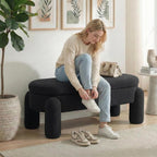 Upholstered Storage Ottoman Bench,45.1" Modern Bench,Large Sherpa Ottoman with Storage and Seating,End of Bed Bench,for Entryway, Hallway, Living Room,Bedroom (Black)