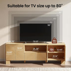 ModernMate Living Room Table Sets of 3, 70" Modern TV Stand & 2 Nightstands with Drawer, Wood Living Room Set with Charging Station & USB Ports, Chevron Pattern Design, Thick Legs, Natural Oak