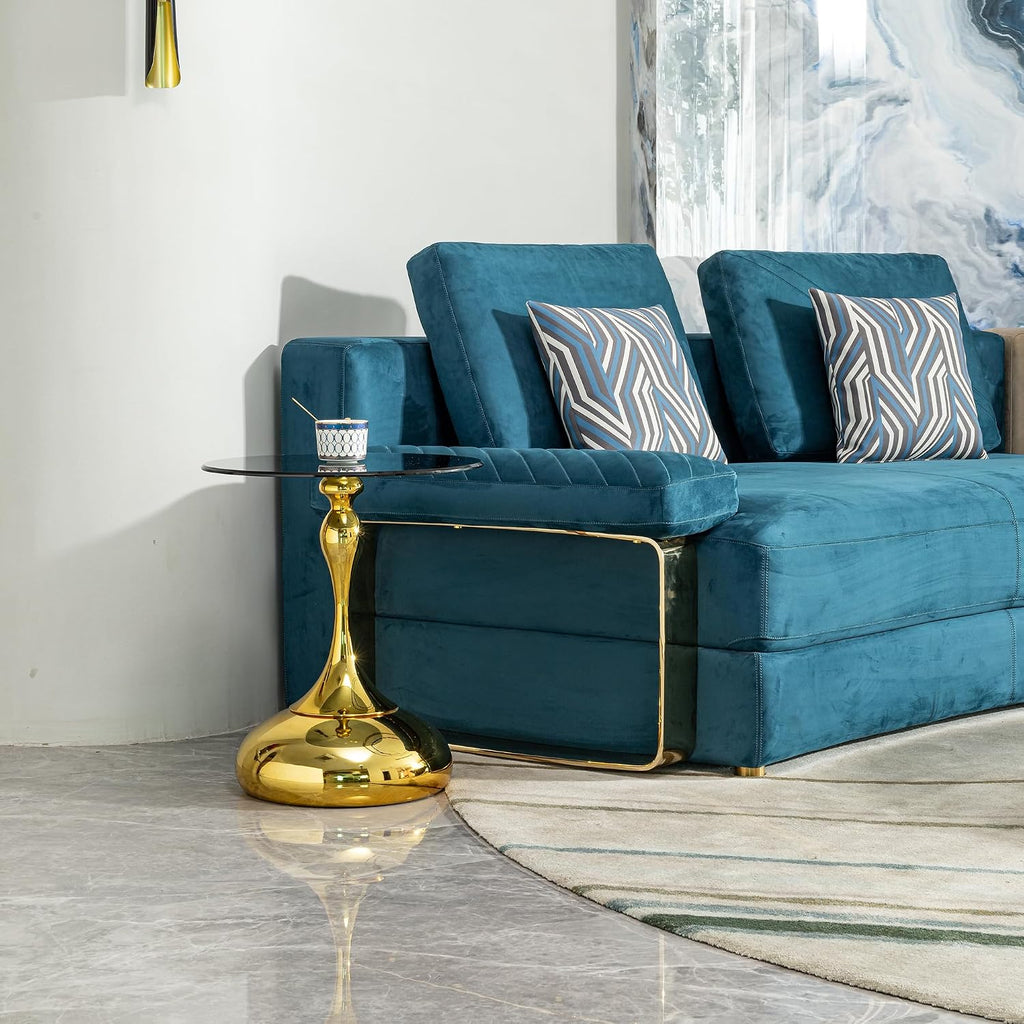 17 inches Metal Small RoundSofa Side Table, Coffee Drink Cocktail Table, Small Accent Pedestal Table for Living Room Corners and Small Spaces